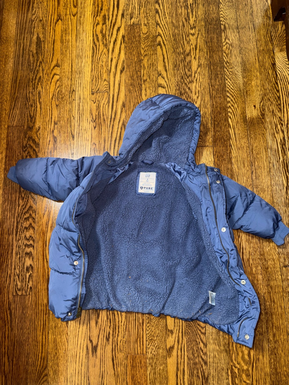 BabyGap Long Blue Puffer Coat with Sherpa Lining